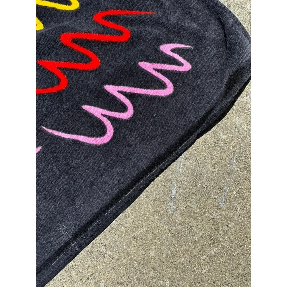 Vintage Terrimondo Colored Pencil Beach Towel Marianne Israel Cotton 52x30 Black